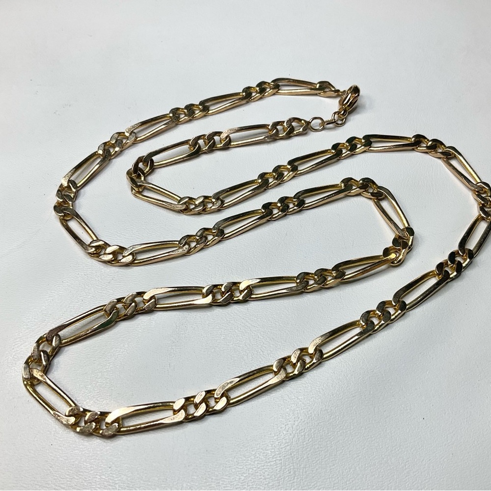Heavy Gold Plate Figaro Chain Necklace 23 &7/8”